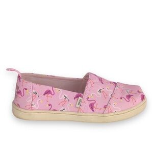 TOMS Girls Pink Flamingo Alpargata Slip On Flats Size 13